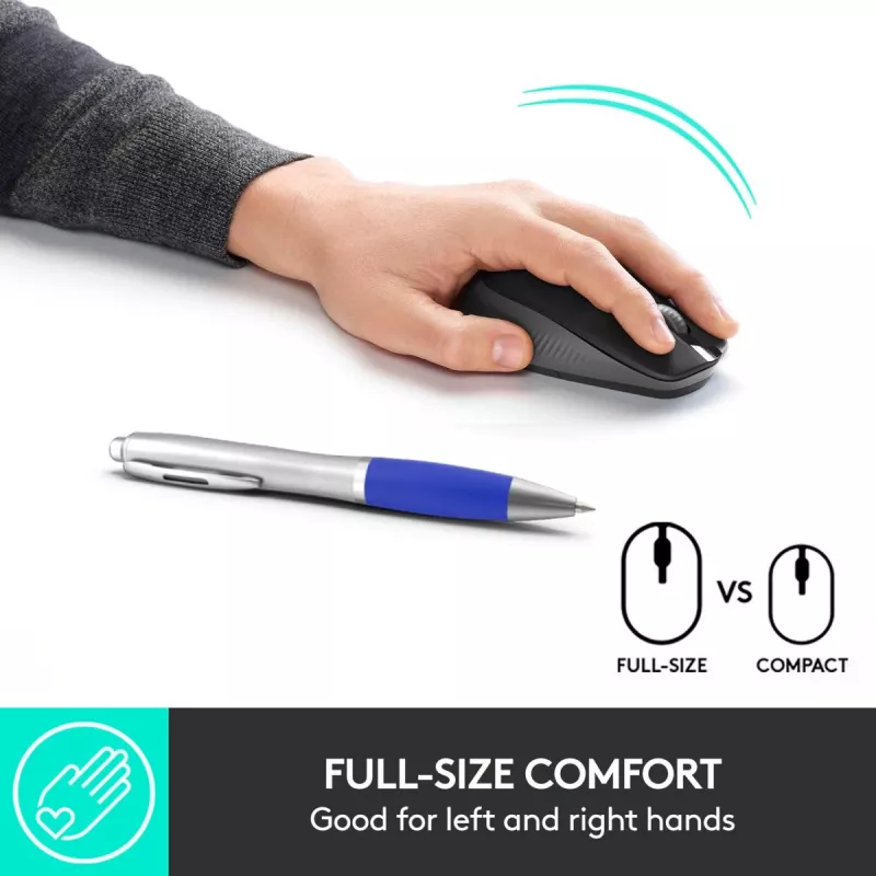 LOGITECH M190 Pilno dydžio belaidė pelė Charcoal