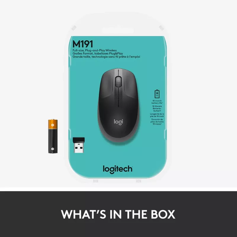 LOGITECH M190 Pilno dydžio belaidė pelė Charcoal