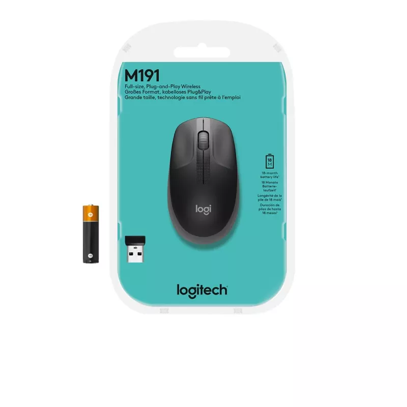 LOGITECH M190 Pilno dydžio belaidė pelė Charcoal