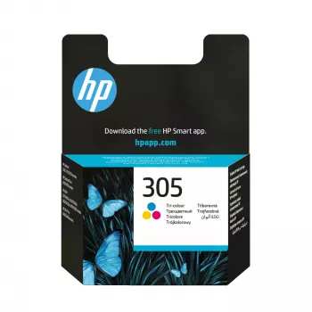 HP 305 trijų spalvų originalus rašalo kasetė, žydra, rausvai raudona, geltona, 1 vnt., 100 puslapių