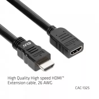 CLUB3D High Speed HDMI™ prailginimo kabelis 4K60Hz M/F 5m/16.4ft 26 AWG
