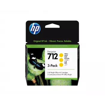 HP 712 3 vnt. 29 ml geltonas DesignJet rašalo kasetė