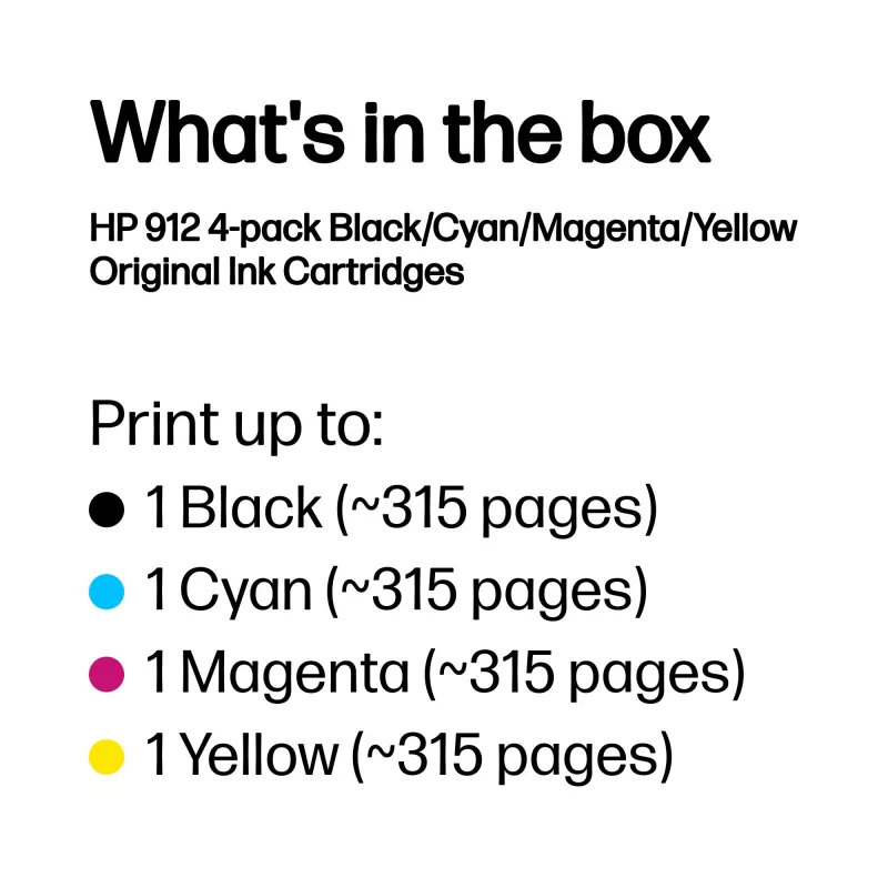 HP 912 4vnt. juoda/cianas/magenta/geltona originalios rašalo kasetės