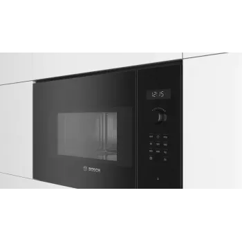 Įmontuojama solo mikrobangų krosnelė Bosch Serie 6 BFL524MB0 – 800 W, 20 L, grilis, lietiminis ir sukamasis valdymas, juoda