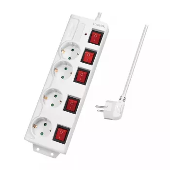 Prailginimo laidas LogiLink LPS252 1,5 m 4 AC lizdai Baltas