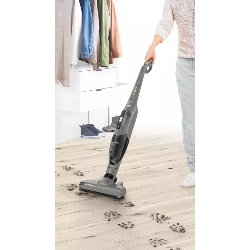 Bosch Serie 2 BBHF214G 2-in-1 lazdelinis dulkių siurblys / elektrinis šepetys, akumuliatorinis, sausam valymui, be maišelio, pilka