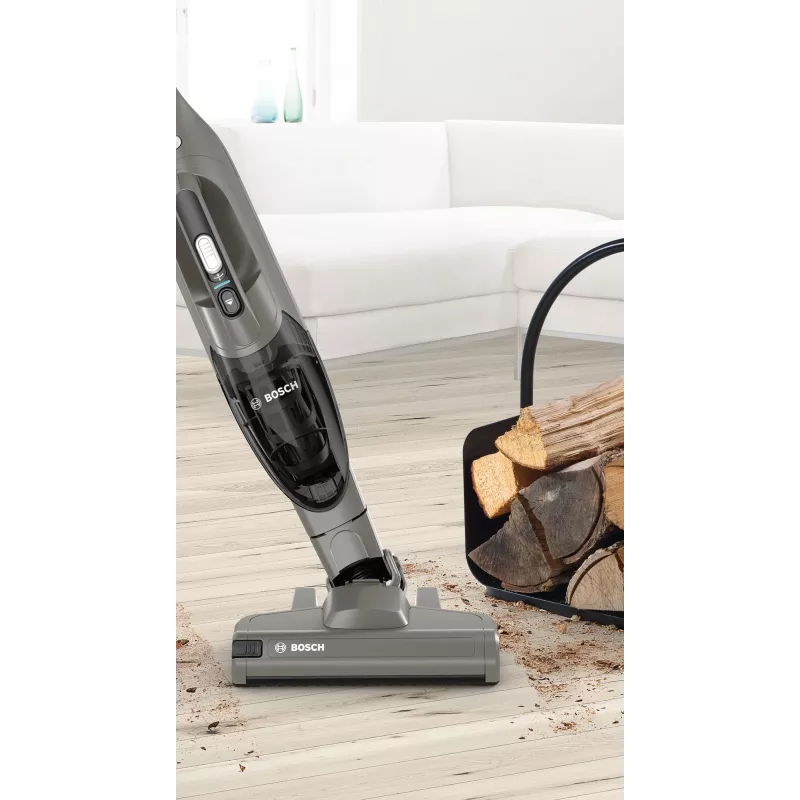 Bosch Serie 2 BBHF214G 2-in-1 lazdelinis dulkių siurblys / elektrinis šepetys, akumuliatorinis, sausam valymui, be maišelio, pilka