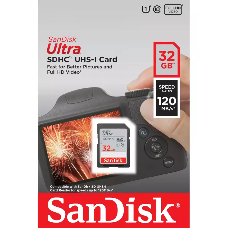 WESTERN DIGITAL SanDisk Ultra 32GB SDHC atminties kortelė Class 10 UHS-I 120MB/s (SDSDUN4-032G-GN6IN)