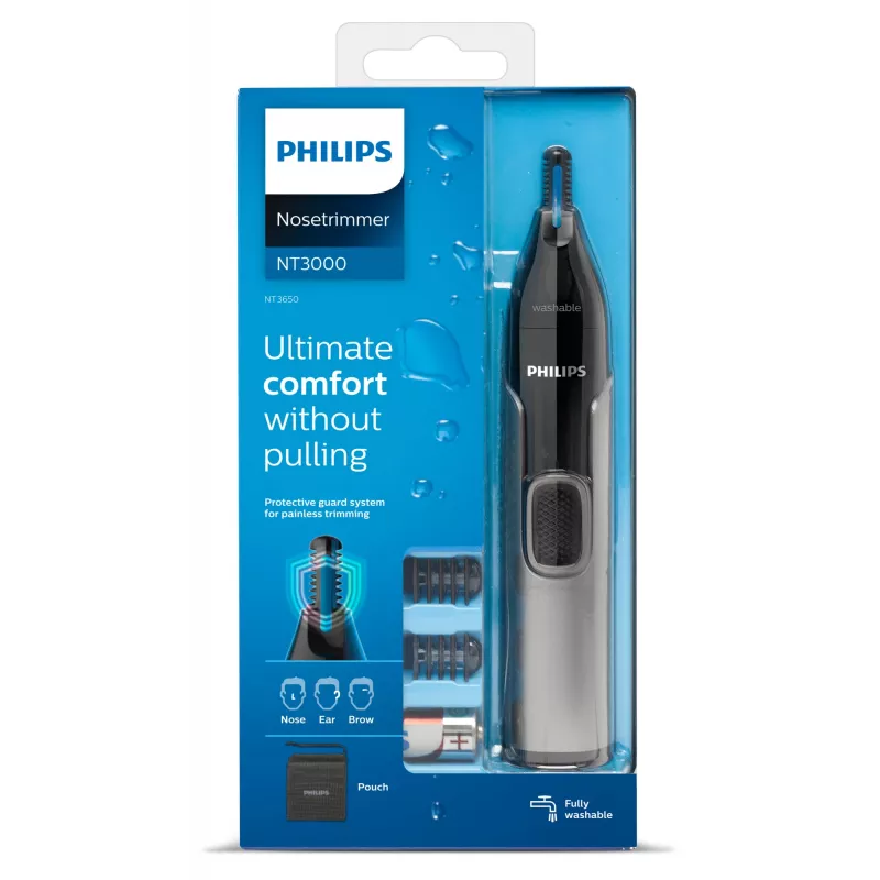 „Philips 3000 Series“ nosies plaukų kirpimo mašinėlė NT3650/16 – plaunama, su 2 šukomis