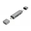 DIGITUS DA-70886 Kortelių skaitytuvas su USB šakotuvu (USB-C + USB 3.0) 1x SD, 1x MicroSD, 1x USB 3.0, pilka