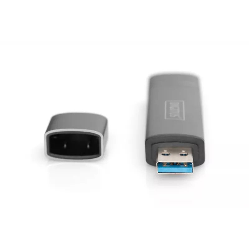 DIGITUS DA-70886 Kortelių skaitytuvas su USB šakotuvu (USB-C + USB 3.0) 1x SD, 1x MicroSD, 1x USB 3.0, pilka
