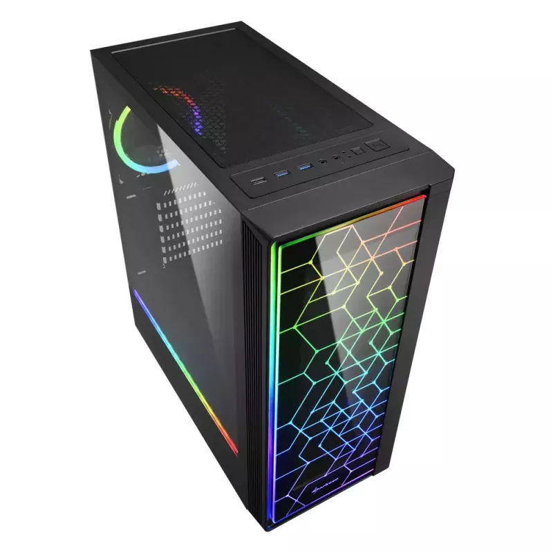 Korpusas PC Sharkoon RGB LIT 100 Midi Tower Juodas