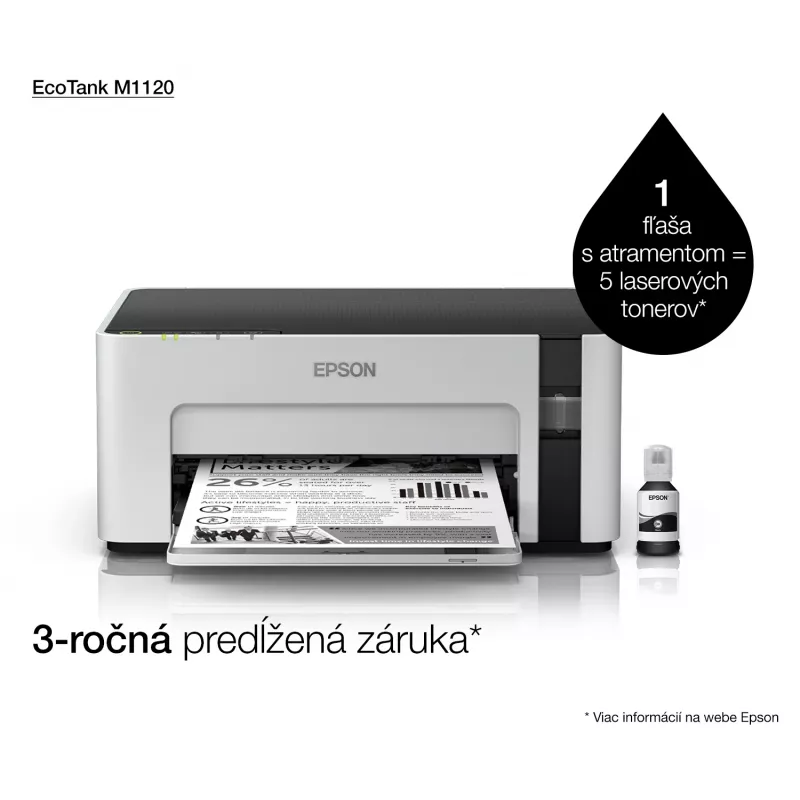 Rašalinis spausdintuvas Epson EcoTank ET-M1120 — nespalvotas, A4, 1440x720 DPI, Wi‑Fi, papildomas rašalo bakelis