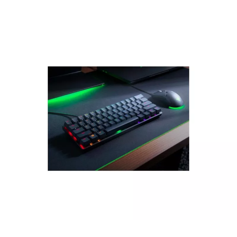Mechaninė žaidimų klaviatūra Razer Huntsman Mini, 60% forma, QWERTY US International, optiniai jungikliai, laidinė USB, juoda