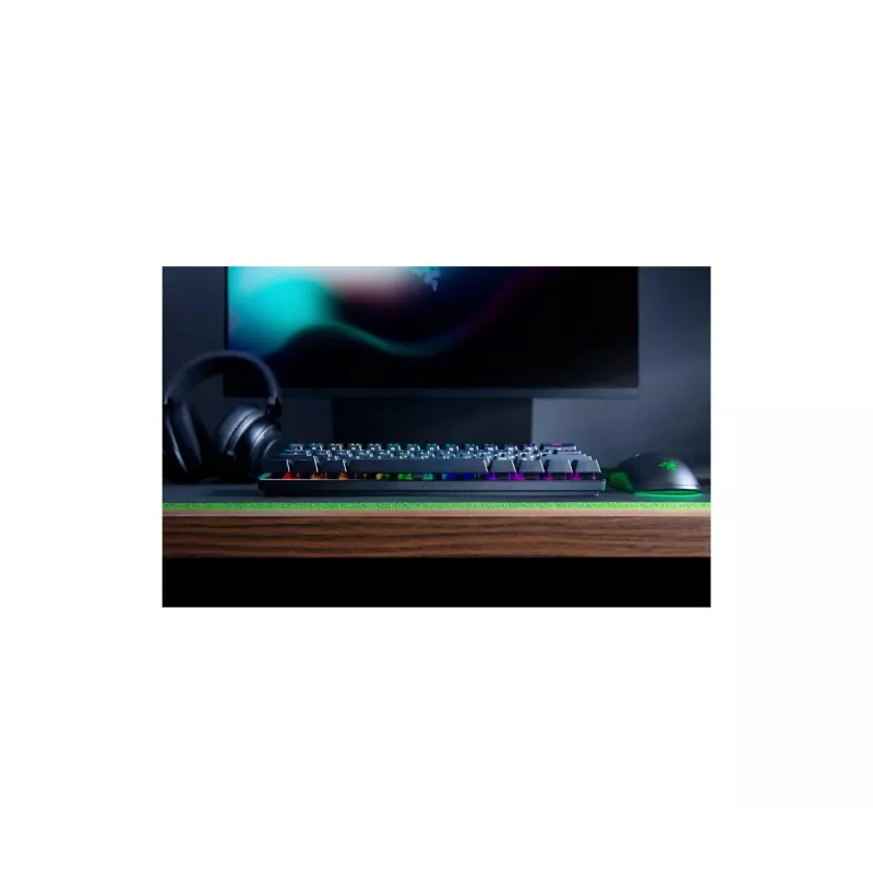 Mechaninė žaidimų klaviatūra Razer Huntsman Mini, 60% forma, QWERTY US International, optiniai jungikliai, laidinė USB, juoda