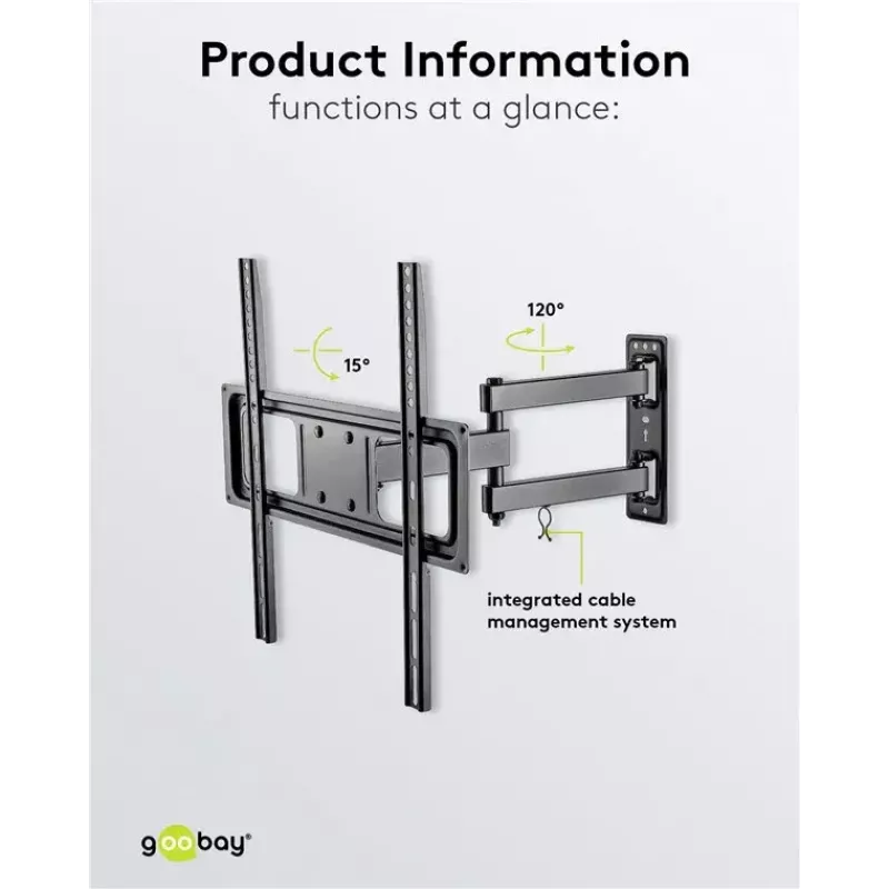 Goobay TV sieninis laikiklis Basic FULLMOTION M 35 kg 32-55 coliai