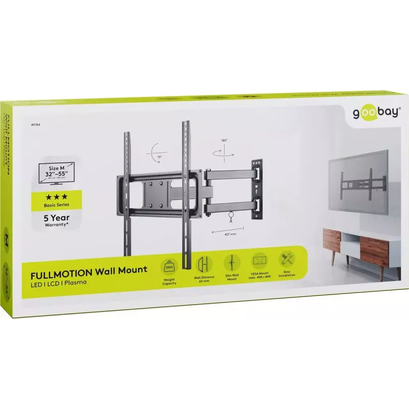 Goobay TV sieninis laikiklis Basic FULLMOTION M 35 kg 32-55 coliai