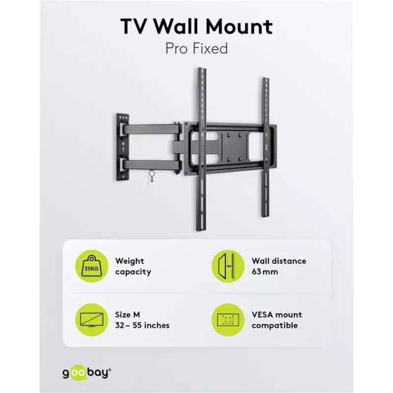 Goobay TV sieninis laikiklis Basic FULLMOTION M 35 kg 32-55 coliai