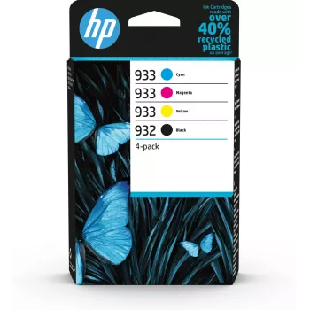 HP 932 juoda / 933 žydra, raudona, geltona 4 vnt. originalių rašalų rinkinys