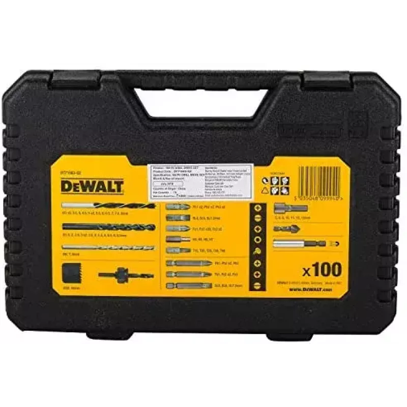 DeWALT DT71563 antgalių, grąžtų ir vainikinių grąžtų rinkinys, 100 vnt.