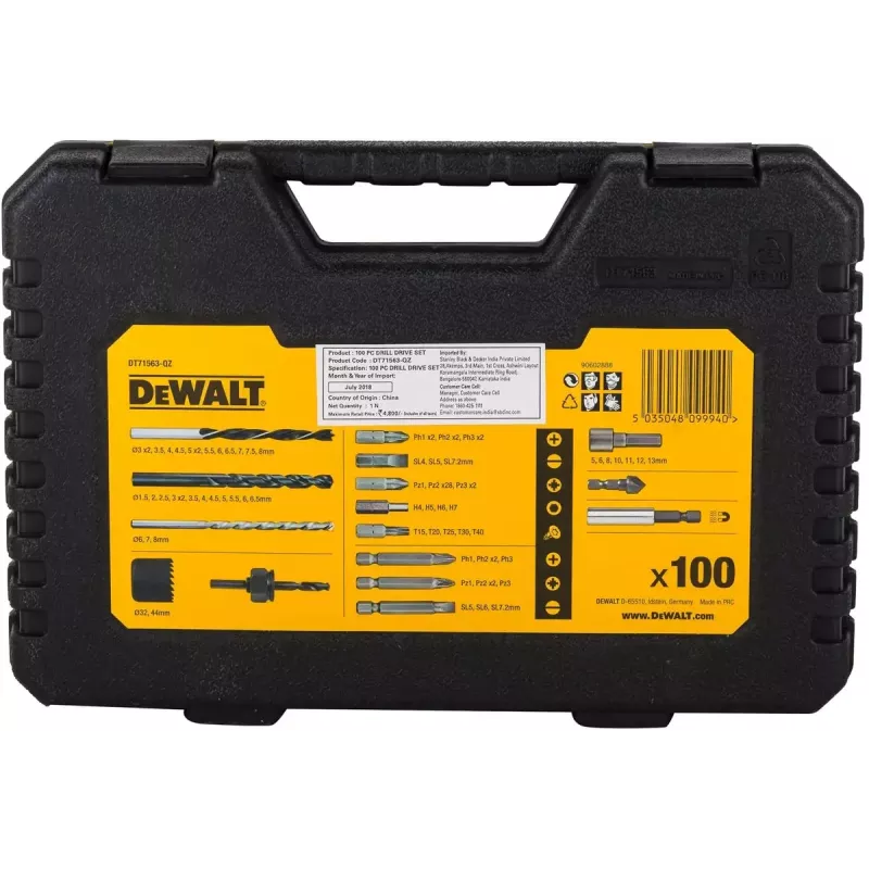 DeWALT DT71563 antgalių, grąžtų ir vainikinių grąžtų rinkinys, 100 vnt.