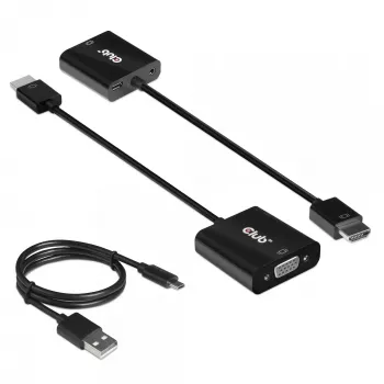 CLUB3D CAC-1302 vaizdo kabelio adapteris 0,5 m HDMI A tipo (standartinis) – VGA (D-Sub) juodas
