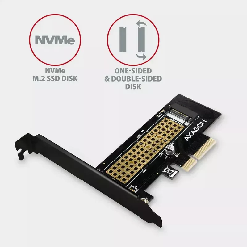 AXAGON ECO PCEM2-N PCI-E NVMe M.2 adapteris vidinis PCI-Express x4, skirtas NVMe M.2 SSD disko prijungimui prie kompiuterio