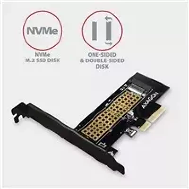 AXAGON ECO PCEM2-N PCI-E NVMe M.2 adapteris vidinis PCI-Express x4, skirtas NVMe M.2 SSD disko prijungimui prie kompiuterio