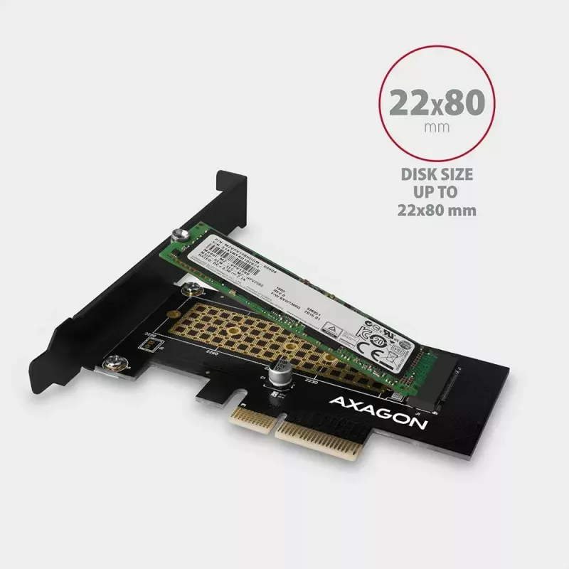 AXAGON ECO PCEM2-N PCI-E NVMe M.2 adapteris vidinis PCI-Express x4, skirtas NVMe M.2 SSD disko prijungimui prie kompiuterio