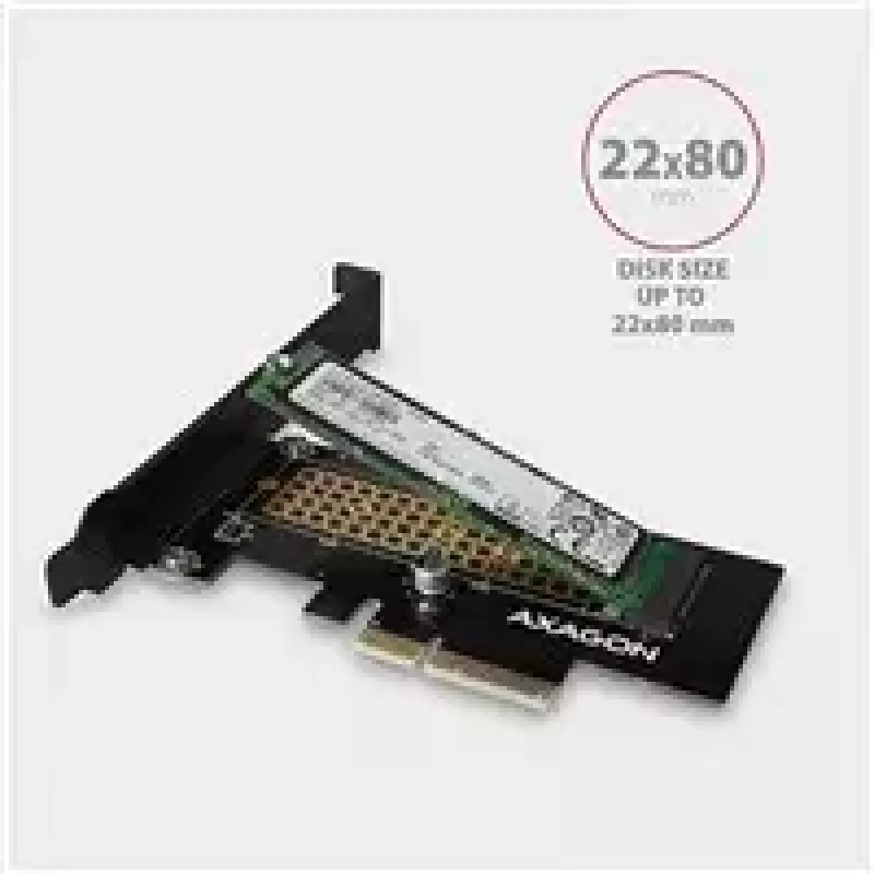 AXAGON ECO PCEM2-N PCI-E NVMe M.2 adapteris vidinis PCI-Express x4, skirtas NVMe M.2 SSD disko prijungimui prie kompiuterio