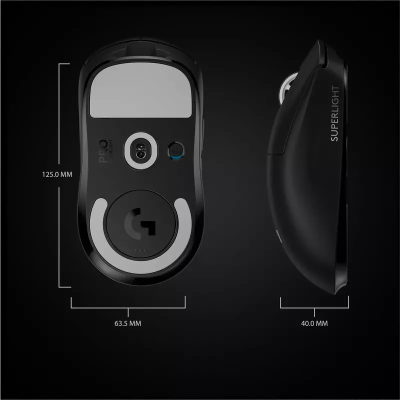 LOGITECH G PRO X SUPERLIGHT Wireless – žaidimų pelė, 63 g, HERO jutiklis, juoda