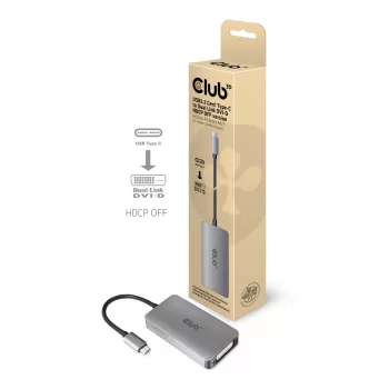 CLUB3D USB3.2 Gen1 Type-C į Dual Link DVI-D HDCP OFF versija aktyvus adapteris M/F, skirtas Apple Cinema ekranams