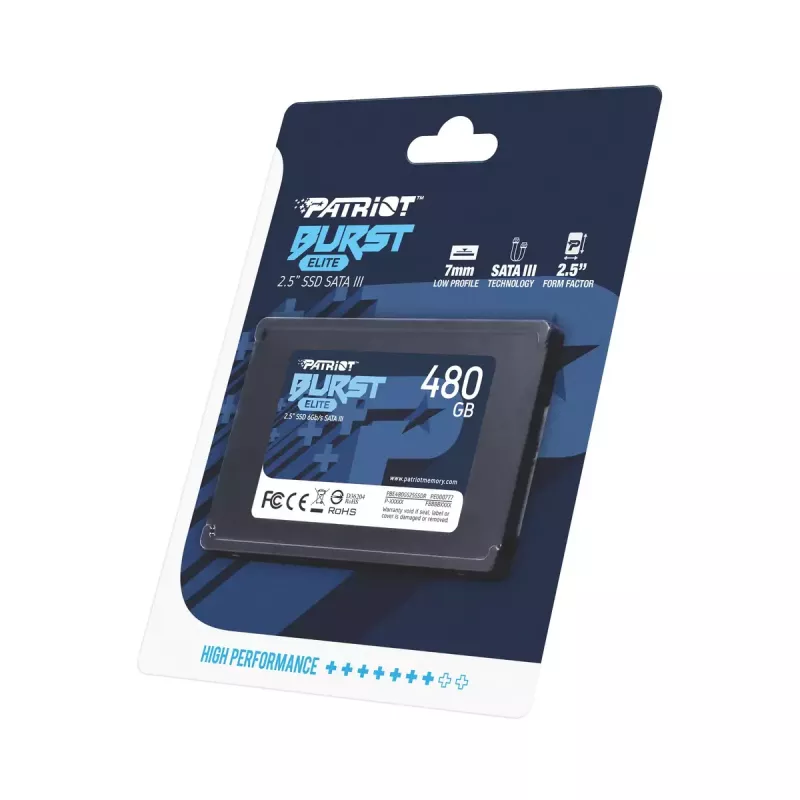 2,5 colio SATA SSD PATRIOT Burst Elite 480 GB – 450 MB/s skaitymas, 320 MB/s rašymas, 2,5 colio SATA III, 7 mm
