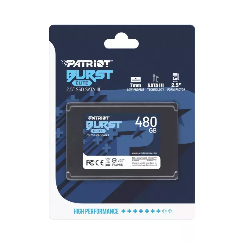 2,5 colio SATA SSD PATRIOT Burst Elite 480 GB – 450 MB/s skaitymas, 320 MB/s rašymas, 2,5 colio SATA III, 7 mm