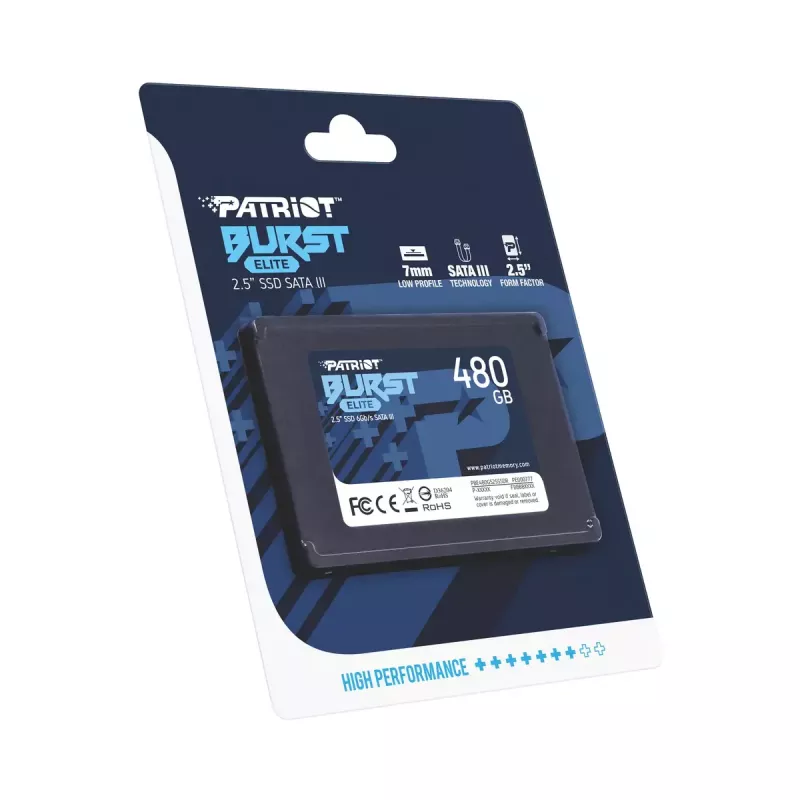 2,5 colio SATA SSD PATRIOT Burst Elite 480 GB – 450 MB/s skaitymas, 320 MB/s rašymas, 2,5 colio SATA III, 7 mm