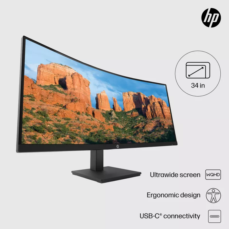 Monitorius HP P34hc G4 34 colių lenktas WQHD LCD 3440x1440