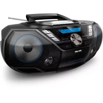 Philips CD Soundmachine AZB798T/12, analoginis ir skaitmeninis imtuvas, DAB, DAB+, FM, grotuvas, CD, CD-R, CD-RW, greitas atgal, greitas pirmyn, kitas, ankstesnis, programa, kartojimas, maišymas, 12 W