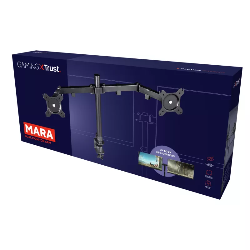 Dvigubas monitoriaus laikiklis Trust GXT 1120 Mara 81,3 cm (32 col.) stalinis juodas