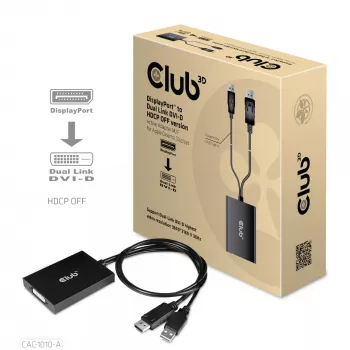 Aktyvus adapteris DisplayPort į Dual Link DVI-D CLUB3D CAC-1010-A, DisplayPort į DVI-D + USB, 0,6 m