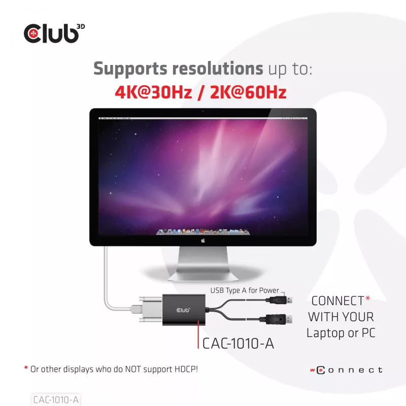 Club 3D CAC-1010-A aktyvusis DisplayPort – Dual Link DVI-D adapteris, DisplayPort 1.2a, USB maitinimas, HDCP OFF, 0,6 m, juodas