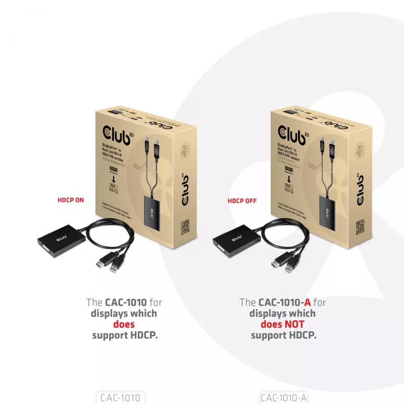 Club 3D CAC-1010-A aktyvusis DisplayPort – Dual Link DVI-D adapteris, DisplayPort 1.2a, USB maitinimas, HDCP OFF, 0,6 m, juodas
