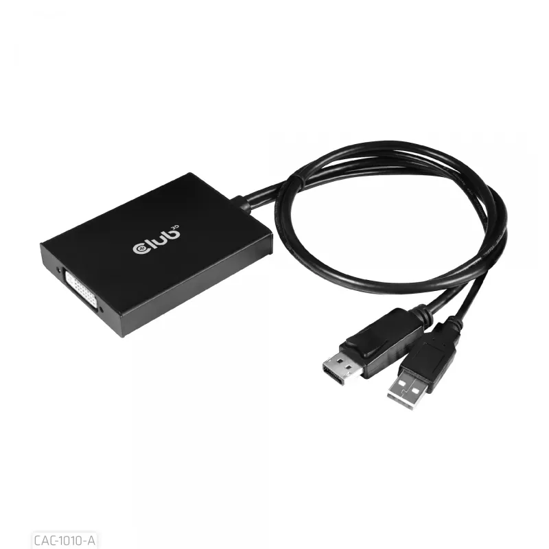 Club 3D CAC-1010-A aktyvusis DisplayPort – Dual Link DVI-D adapteris, DisplayPort 1.2a, USB maitinimas, HDCP OFF, 0,6 m, juodas