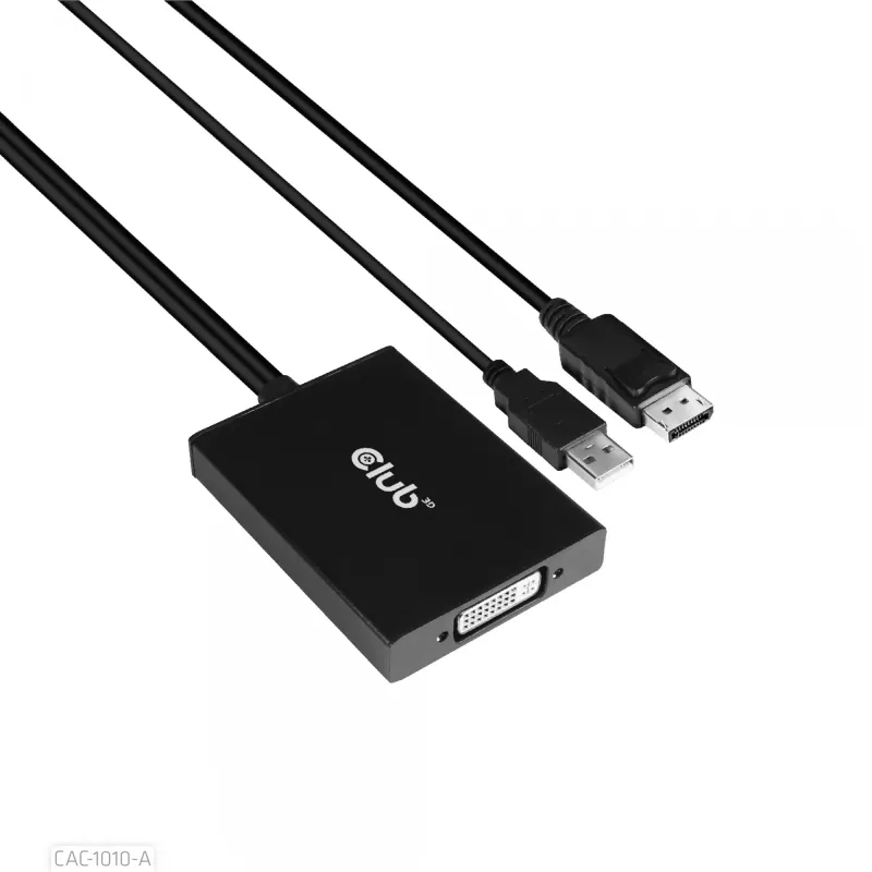 Club 3D CAC-1010-A aktyvusis DisplayPort – Dual Link DVI-D adapteris, DisplayPort 1.2a, USB maitinimas, HDCP OFF, 0,6 m, juodas