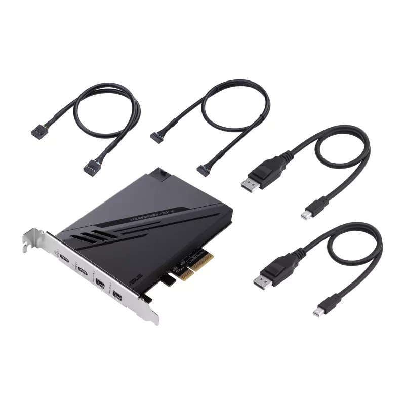 ASUS ThunderboltEX 4 – PCIe sąsajos plokštė su Thunderbolt 4, USB-C 100 W įkrovimu ir Mini DisplayPort