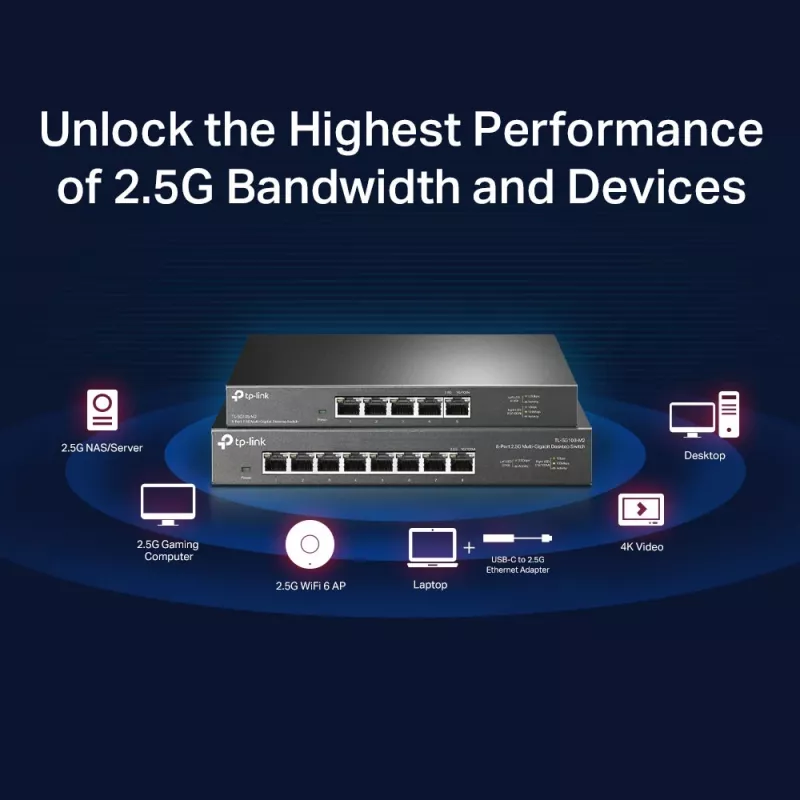 Nevaldomas jungiklis TP-Link TL-SG108-M2 8 prievadų 2.5G stalinis