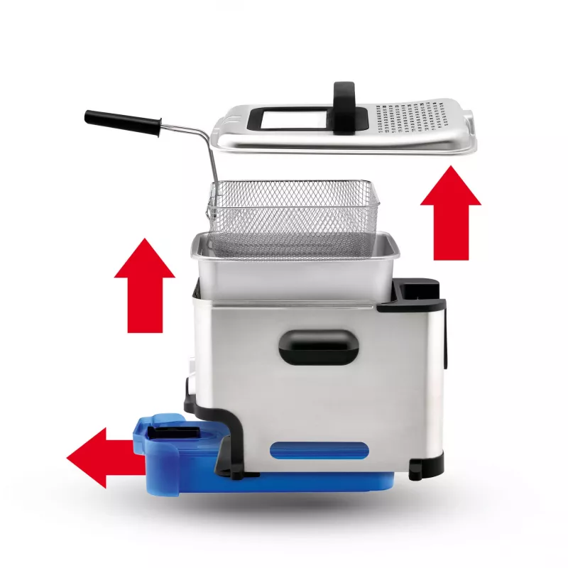 Tefal Oleoclean Pro Inox & Design FR8040 vieno krepšio elektrinė gruzdintuvė 3,5 l 2300 W juoda, nerūdijantis plienas