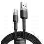 BASEUS Braided Cafule greito įkrovimo laidas USB-A į USB-C 2A 3m pilka/juoda (nailoninis)