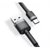 BASEUS Braided Cafule greito įkrovimo laidas USB-A į USB-C 2A 3m pilka/juoda (nailoninis)