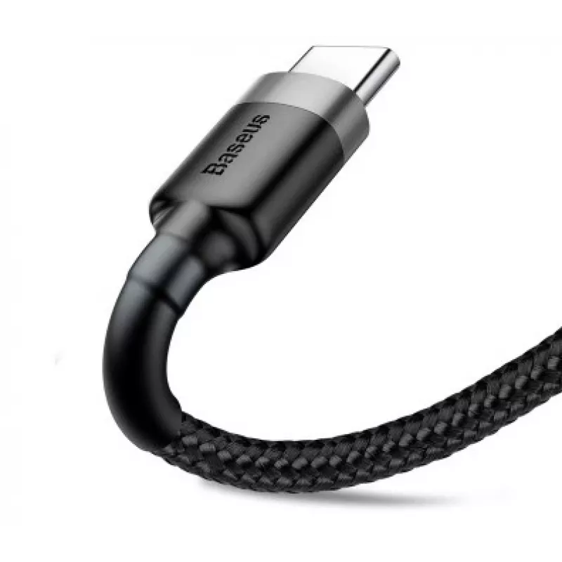 BASEUS Braided Cafule greito įkrovimo laidas USB-A į USB-C 2A 3m pilka/juoda (nailoninis)