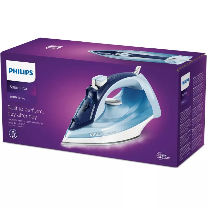Lyginimo lygintuvas Philips DST5030/20 – 2400 W, 0,32 l talpa, SteamGlide Plus padas, 45 g/min nuolatinis garas, 180 g/min garo smūgis, mėlynas